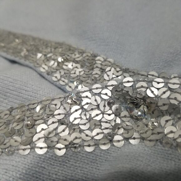 SAKS FIFTH AVENUE Sweater Womens Small Light Blue 100% Cashmere 2-Piece Cardigan - Picture 3 of 13